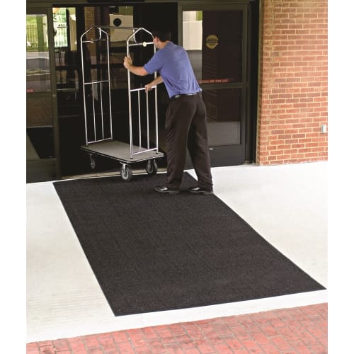 M+A Matting® Brush Hog Scraper Mat, Outside Placement, 6x12, Charcoal, Smooth Backing